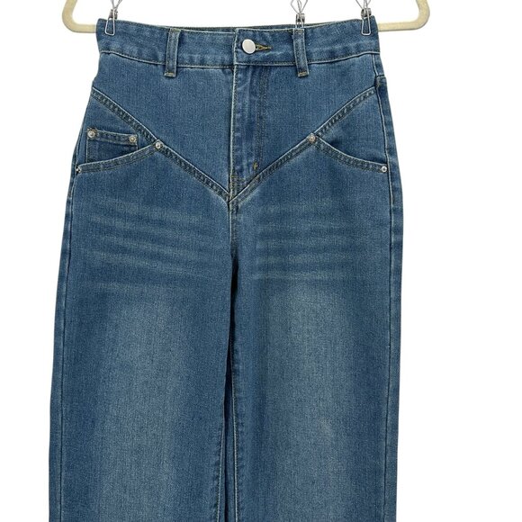 NEW Commense Womens XS Jeans High Rise Wide Leg Denim Western Jeans - Picture 2 of 11